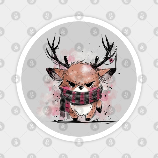 Grumpy Reindeer Magnet by H. R. Sinclair